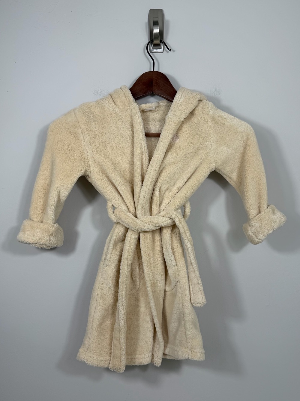 Baby Gap Toddler 3T Cream Plush Bear Hooded Fleece Bath Robe Cozy